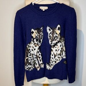 Paul & Joe Navy Sweater with Cheetah Design